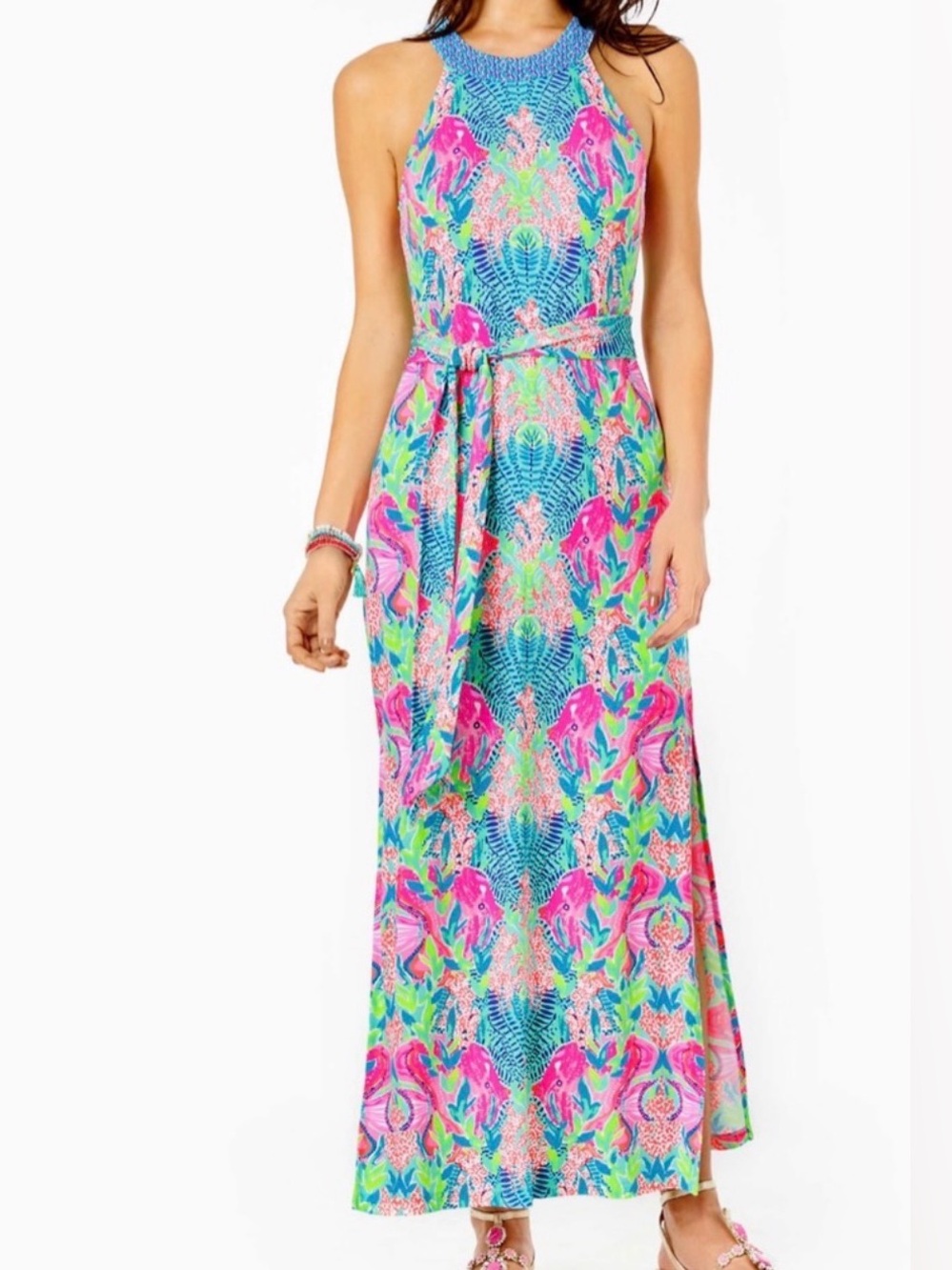 Lilly Pulitzer Monterrey Halter Maxi Dress in "Multi Reeflections" pattern
